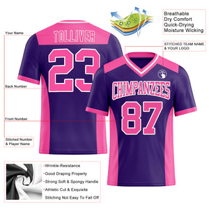 Custom Purple Pink-White Mesh Authentic Football Jersey