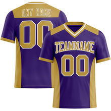 Load image into Gallery viewer, Custom Purple Old Gold-White Mesh Authentic Football Jersey
