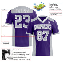 Load image into Gallery viewer, Custom Purple Gray-White Mesh Authentic Football Jersey
