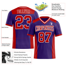 Load image into Gallery viewer, Custom Purple Red-White Mesh Authentic Football Jersey
