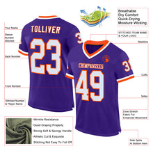 Load image into Gallery viewer, Custom Purple White-Orange Mesh Authentic Throwback Football Jersey
