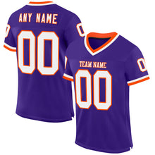 Load image into Gallery viewer, Custom Purple White-Orange Mesh Authentic Throwback Football Jersey
