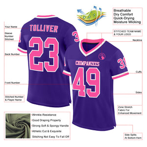 Custom Purple Pink-White Mesh Authentic Throwback Football Jersey