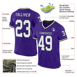 Custom Purple White-Black Mesh Authentic Throwback Football Jersey