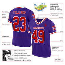 Load image into Gallery viewer, Custom Purple Red-White Mesh Authentic Throwback Football Jersey
