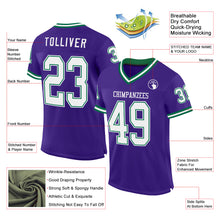 Load image into Gallery viewer, Custom Purple White-Kelly Green Mesh Authentic Throwback Football Jersey
