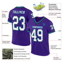 Load image into Gallery viewer, Custom Purple Black-Teal Mesh Authentic Throwback Football Jersey
