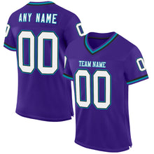 Load image into Gallery viewer, Custom Purple Black-Teal Mesh Authentic Throwback Football Jersey
