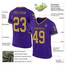 Load image into Gallery viewer, Custom Purple Old Gold-Black Mesh Authentic Throwback Football Jersey
