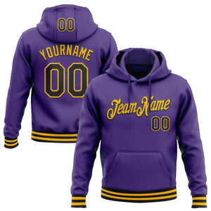 Custom Stitched Purple Black-Gold Sports Pullover Sweatshirt Hoodie