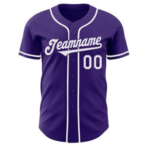 Custom Purple White Authentic Baseball Jersey