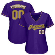 Load image into Gallery viewer, Custom Purple Old Gold Black-Cream Authentic Baseball Jersey
