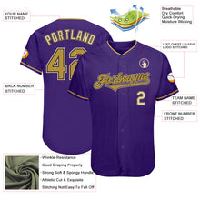 Load image into Gallery viewer, Custom Purple Old Gold Black-Cream Authentic Baseball Jersey
