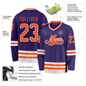 Custom Purple Orange-White Hockey Jersey