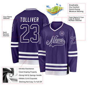 Custom Purple White Hockey Jersey