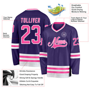 Custom Purple Pink-White Hockey Jersey