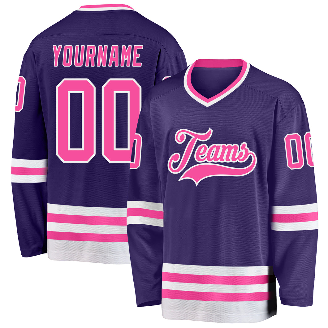 Custom Purple Pink-White Hockey Jersey