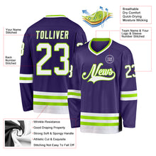 Load image into Gallery viewer, Custom Purple White-Neon Green Hockey Jersey
