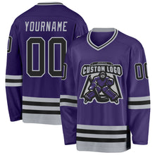 Load image into Gallery viewer, Custom Purple Black-Gray Hockey Jersey
