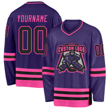 Load image into Gallery viewer, Custom Purple Black-Pink Hockey Jersey
