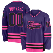 Load image into Gallery viewer, Custom Purple Black-Pink Hockey Jersey
