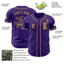 Load image into Gallery viewer, Custom Purple Old Gold Authentic Baseball Jersey
