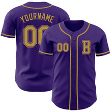 Load image into Gallery viewer, Custom Purple Old Gold Authentic Baseball Jersey
