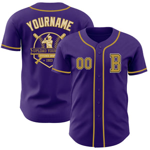 Custom Purple Old Gold Black-Cream Authentic Baseball Jersey