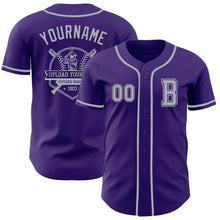 Load image into Gallery viewer, Custom Purple Gray Authentic Baseball Jersey
