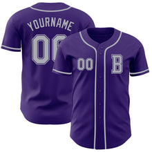 Load image into Gallery viewer, Custom Purple Gray Authentic Baseball Jersey
