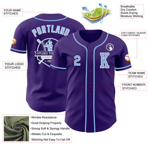 Custom Purple Light Blue-White Authentic Baseball Jersey