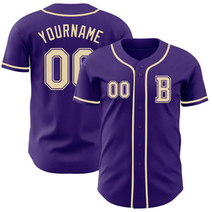 Custom Purple Cream Authentic Baseball Jersey