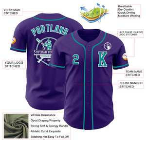 Custom Purple Teal-White Authentic Baseball Jersey