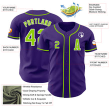 Load image into Gallery viewer, Custom Purple Neon Green-White Authentic Baseball Jersey
