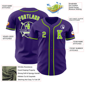 Custom Purple Neon Green-White Authentic Baseball Jersey