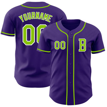 Custom Purple Neon Green-White Authentic Baseball Jersey