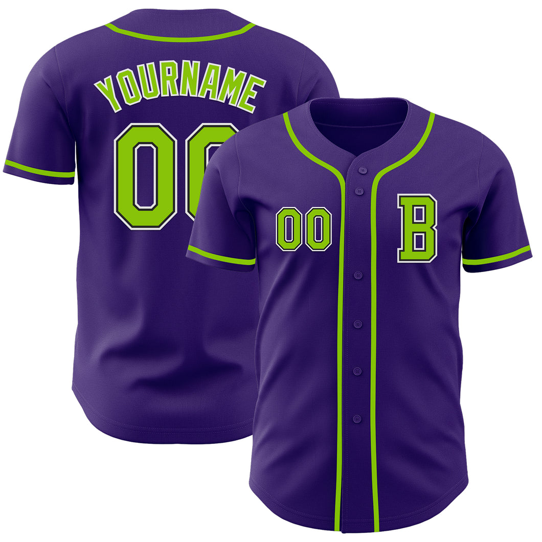 Custom Purple Neon Green-Black Authentic Baseball Jersey