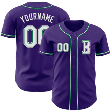 Custom Purple White-Kelly Green Authentic Baseball Jersey