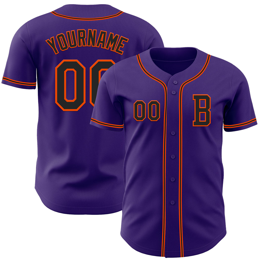 Custom Purple Black-Orange Authentic Baseball Jersey