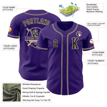 Load image into Gallery viewer, Custom Purple Black-City Cream Authentic Baseball Jersey
