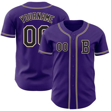 Custom Purple Black-City Cream Authentic Baseball Jersey