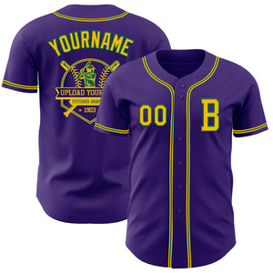 Custom Purple Yellow-Kelly Green Authentic Baseball Jersey