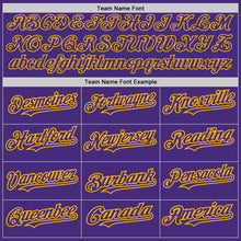 Load image into Gallery viewer, Custom Purple Gold Authentic Raglan Sleeves Baseball Jersey
