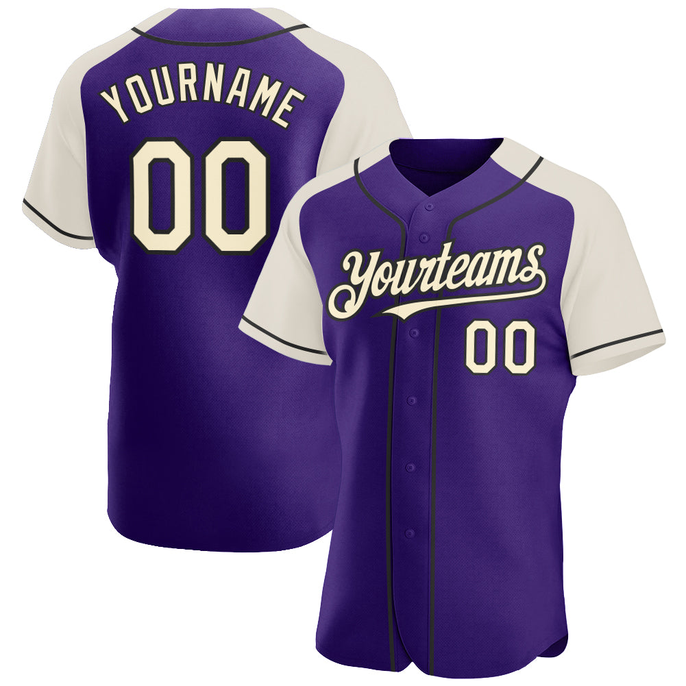 Custom Purple Cream-Black Authentic Raglan Sleeves Baseball Jersey Fast  Shipping – FiitgCustom