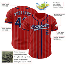 Load image into Gallery viewer, Custom Red Gray Pinstripe Navy Authentic Baseball Jersey
