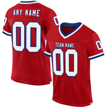 Load image into Gallery viewer, Custom Red White-Royal Mesh Authentic Throwback Football Jersey
