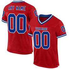 Load image into Gallery viewer, Custom Red Royal-White Mesh Authentic Throwback Football Jersey
