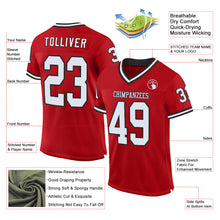 Load image into Gallery viewer, Custom Red White-Black Mesh Authentic Throwback Football Jersey
