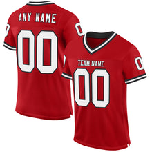 Load image into Gallery viewer, Custom Red White-Black Mesh Authentic Throwback Football Jersey
