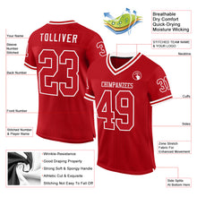 Load image into Gallery viewer, Custom Red White Mesh Authentic Throwback Football Jersey
